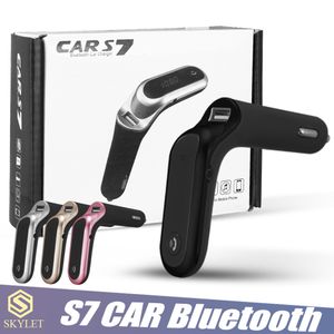 S7 Car Bluetooth FM Transmissor FM Adaptador com carregador de carro USB Player Player Mp3 Handfree Suporte TF Cards para celular universal em pacote de varejo plano