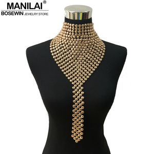 Manilai Fashion Metal Chokers Jewelry Neck Bib Collar Torques Long Chain Tassels Statement Necklaces Pendants Women Gift J190625