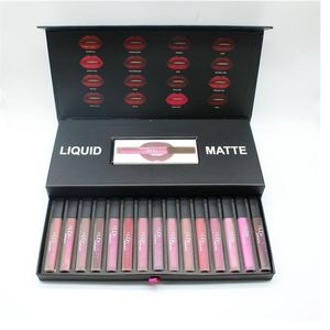 HUD @ -Beauty 16PCs matt flytande läppstift set vattentät läppglans lipgloss näringsrik rouge en levre maquillage långvarig