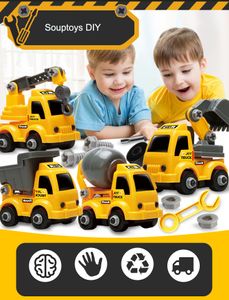 Cartoon Car Model Developmental Toy, Koparka DIY, Dźwig, Dumper, Beton Cysterna, Dla Kid 'Urodziny 