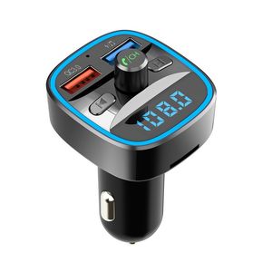 T25S Car FM Transmitter Auto Charger Bluetooth Handsfree Music Player Vehicle Radio Adapter Kit With Double USB QC 3.0 Fast Charging Ports