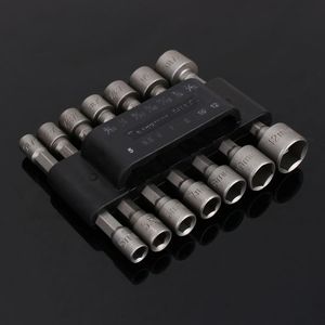 Freeshipping 14 Pcs/ Set Power Nutdriver Nut Driver Bit Set Adapter Screwdrivers Nutdrivers Hex Shank Socket Nut Driver Adapter Bits