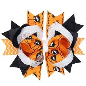 Nya Halloween Hair Clips Flickor Baby Ribbon Hårbågar Barrette för barn Kids Söt tecknad Fashion Party Headwear Hårtillbehör 12 * 9cm