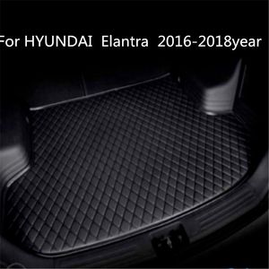 Für HYUNDAI Elantra 2016-2018year s Auto Anti-skid Stamm Matte Wasserdichte Leder Teppich Kofferraum Matte Flache Pad