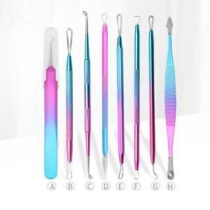 1pcs colorido Remoção Acne pinça Comedo Pimple Needle Blackhead Remover Extractor cabeça preta comedão rosto ferramenta de limpeza