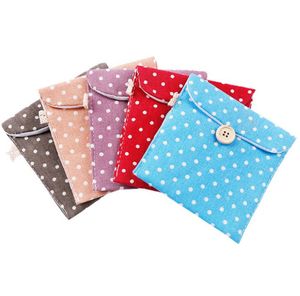 Napkin Sanitary Bag Women's Girls Cotton Linen Bag Napkin Portable Sanitary Pad Storage Organizer Pouch Holder