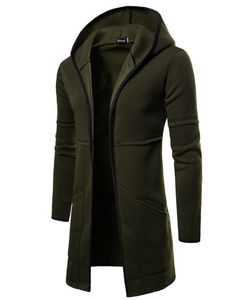 Felpa con cappuccio lunga da uomo Felpe con cappuccio hip hop moda cardigan felpa mantello primavera autunno inverno capispalla cappotto M-XXL nero verde grigio vino rosso