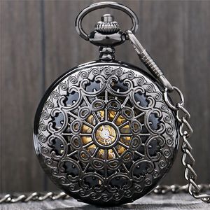 Relógios Antigos Pretos Ocos Web Design Relógios Mão Vento Mecânico Relógio de Bolso Steampunk Relógio para Homens Feminino Coleção de Presente de Corrente de Relógio FOB