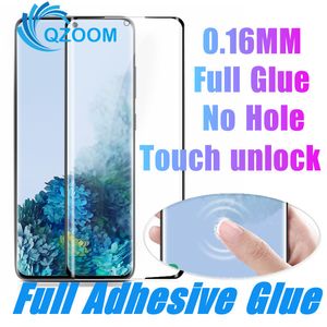 Para Samsung Galaxy S20 S20Plus S20 Ultra Full Screen Protector Glue No Hole Caso amigável vidro temperado toque Desbloquear Com pacote de varejo