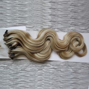 Malaysian body wvae hair micro loop human hair extensions 100g pcs 100% Human Micro Bead Links Machine Made Remy Hair Extension