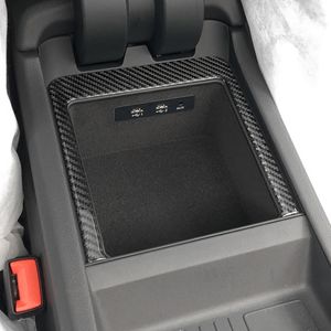 Carbon Fiber Console Armrest Storage Box Panel Decoration Frame Cover Sticker Trim For Audi Q7 2016-19 Interior Accessories