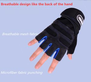 Fashion-Men and women fitness gloves half finger breathable non-slip weightlifting hand dumbbell equipment training long wrist gloves