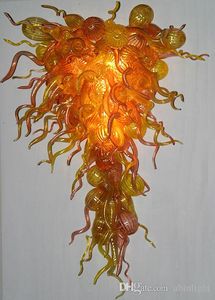 Amber Color Blown Lamp Chandelier Lights Hotell Lobby Decor Glass Hängsmycke Lampor LED Ljuskälla Hängande stil ljuskronor