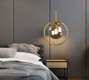 Nordic Single Headed 3 Headed Glass Pendant Lights Luxury Living Room Bedroom Bedside Bronze Gold Lamps Magic Bean Bar Dining Fixtures Myy