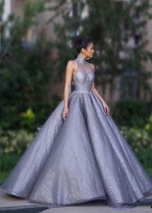 2020 luksusowe kryształowe sukienki wysokiej szyi długość podłogi Odwiedzać przez Back Party Suknie Pleat Satyna Długa Wieczorowa Party Nosić Suknię Ball Dla Kobiet