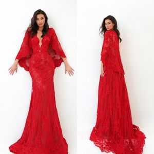 2020 Eleganckie Syrenki Suknie wieczorowe z kurtką Koronki Aplikacje Prom Suknie Custom Made Sweep Pociąg Trąbka Specjalna okazja Dress