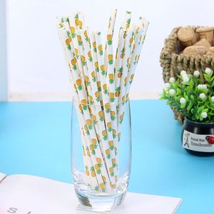 25pcs/lot Fruit Pineapple Strawberry Watermelon Lemon Paper Straws for Birthday Wedding Decorative Party Supplies Disposable Drinking Straws