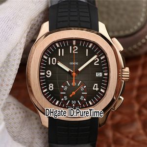 Best Edition YLF 5968A Rose Gold Black Texture Dial ETA7750 A7750 Automatic Chronograph Mens Watch Black Rubber Strap Watches Puretime ok d4