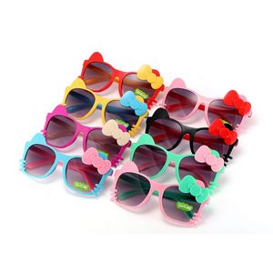키즈 소녀 선글라스 활 고양이 아이 태양 안경 UV 보호 여자 안경 어린이 비치웨어 키즈 패션 액세서리 6 색 DHW3635