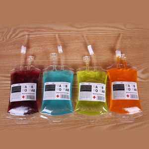Clear Food Grade PVC Material Reusable Blood Energy Drink Fruit Juice Bag Halloween Pouch Props Empty 300ml Vampire Beverage Bags
