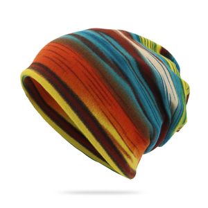 Modisch – gestreifte Beanie-Chemo-Mütze für Krebspatienten, lässige Outdoor-Kopfbedeckung, bequemer Schal, umwandelbare winddichte Mütze