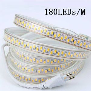 180leds Waterproof LED Strip Light SMD 5730 110V 220V Tape Power White Warm White 50m
