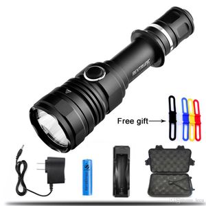 LED Flashlight L2 10000LM Superbright Tactical torch 5 Modes Two memory switch waterproof with 18650 battery+charger