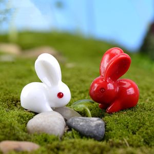 Mini 8 Stück Rot-Weiß-Kaninchen-Dekorzubehör, Moos-Mikro-Landschaftsdeko, Gartendeko, kreatives Kunsthandwerk