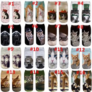 Animal 3D Imprimir cão gato Socks Adorável Printted Curto Sock engraçado Designer Cotton Socks Casual para Mulheres Homens Raparigas HHA1051