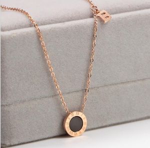 Korean number Pendant Necklace female round brand letter pendant short titanium steel necklace female Necklace