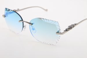 Atacado-Sunglasses 8200761 Pantera Rimless Sunglasses Menor Stones Óculos Unisex Edição Limitada Sunglass Vintage Optical Brown