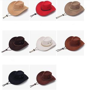 Western Cowboy Hats Unisex Retro Sun Visor Knight Hat Cowgirl Wide Brim Hattar Sommar Turism Huvudbonader Utomhus Ridning Camping Vandringslock LT510