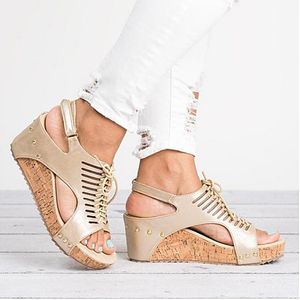 Plattform Sandaler Wedges Skor för Kvinnor Heels Sandalia Mujer Summer Shoe Womens Espadrilles Gladiator Male Sandals