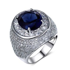 Anello alla moda e spedizione veloce! Anelli in oro 18 carati con grandi anelli di cristallo in pietra verde/trasparente e blu Anello da dito di lusso con gioielli in zirconio