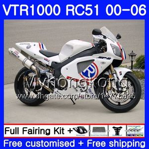 Kit för Honda VTR 1000 RC51 2000 2001 2002 2003 2004 2005 2006 257HM.45 RTV1000 SP1 SP2 VTR1000 Stock Vit Hot 00 01 02 03 04 05 06 FAIRING