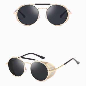 Steam Punk Designer-Sonnenbrille, persönliche Windschutzscheibe, Sonnenbrille, Retro-Spiegel, reflektierende Folie, Metall, runder Rahmen, Schild, 8 Farben