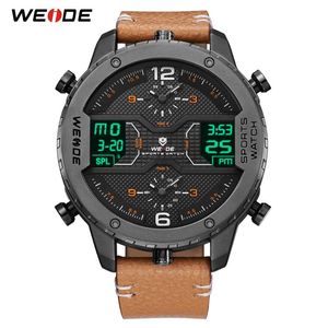 Weide Men Oglądaj cyfrowy kalendarz Data Kwarcowy Oryginalny Skórzany Pasek Zegarek Relogio Masculino Casual Watch