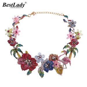 Bästa Lady Bohemian Luxury Wedding Flowers Animal Crystal Statement Halsband för kvinnor Mode Collar Chokers Halsband HotSale J190616