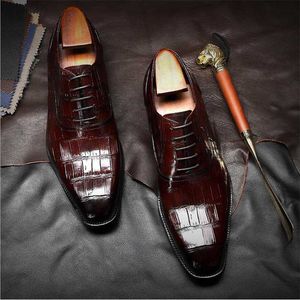 أحذية الزفاف Sipriks على العريس مطبوعة التمساح أحذية الجلد اللباس للرجال النبيذ الأحمر الرسمي سهرة أوكسفورد الإيطالية جوديير فيلت