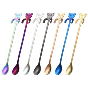 Coffee spoon stirring tea spoon cartoon stainless steel SS304 tableware hanging ice spoon panda bear milk honey mixing