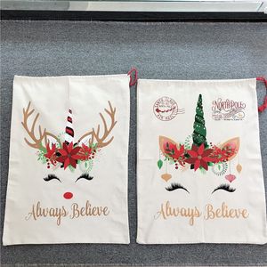 Boże Narodzenie Santa Bag Cute Large Canvas Candy Prezent Worek Claus Torby Sznurek Kosz 08