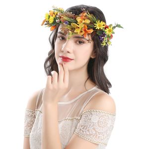 Simulation Flowers Girls Garlands Rural Style Pageant Wreath Bridal Wedding Hairbands Tourism Photography Kids Hair Accessories S180