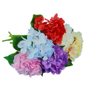 100pcs Großhandel Künstliche Hydrangea Einzel Silk Blumen für Hochzeit Home Hotel Blumendekoration 6Colors