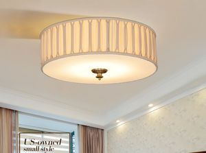 European copper ceiling lights surface mounted lamps bedroom living room indoor lighting fabric lampshade led ceiling MYY