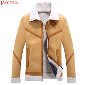 Jaycosin 1 pc inverno masculino e outono anti veludo jaqueta masculina moda tendência cordeiro poliéster fibra de fibra marrom casaco z1122