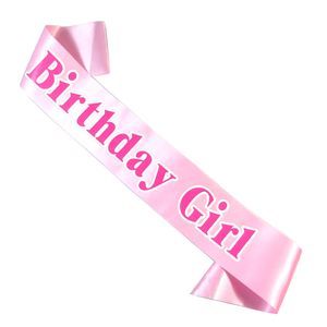 Aniversário rosa fita mulheres princesa meninas faixas pretas palepink faixa feliz brithday festa acessórios 50% off se comprar 5pcs