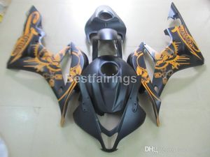 Enjeksiyon Kalıplama Ücretsiz Honda CBR600RR 2007 2007 için Maser Özelleştirmek Sarı Sticker Mat Siyah Fairing Kit CBR600RR 07 08 LL10