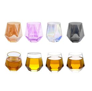 Ins cup Transparent glass Tumblers diamond six edged gold cups whisky simple beer domestic water mugs