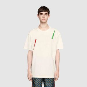 20SS Men Fashion Tee de manga curta Casual camisetas Crewneck Collar Logotipo impresso em verão vermelho e branco