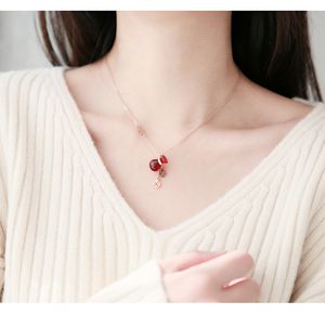 Fashion- Versão Coreana do Colar de Aço Titânio Vermelho Rosa Gold Tassel Gold Colar Maré Popular Qualidade Meninas Jóias Presente